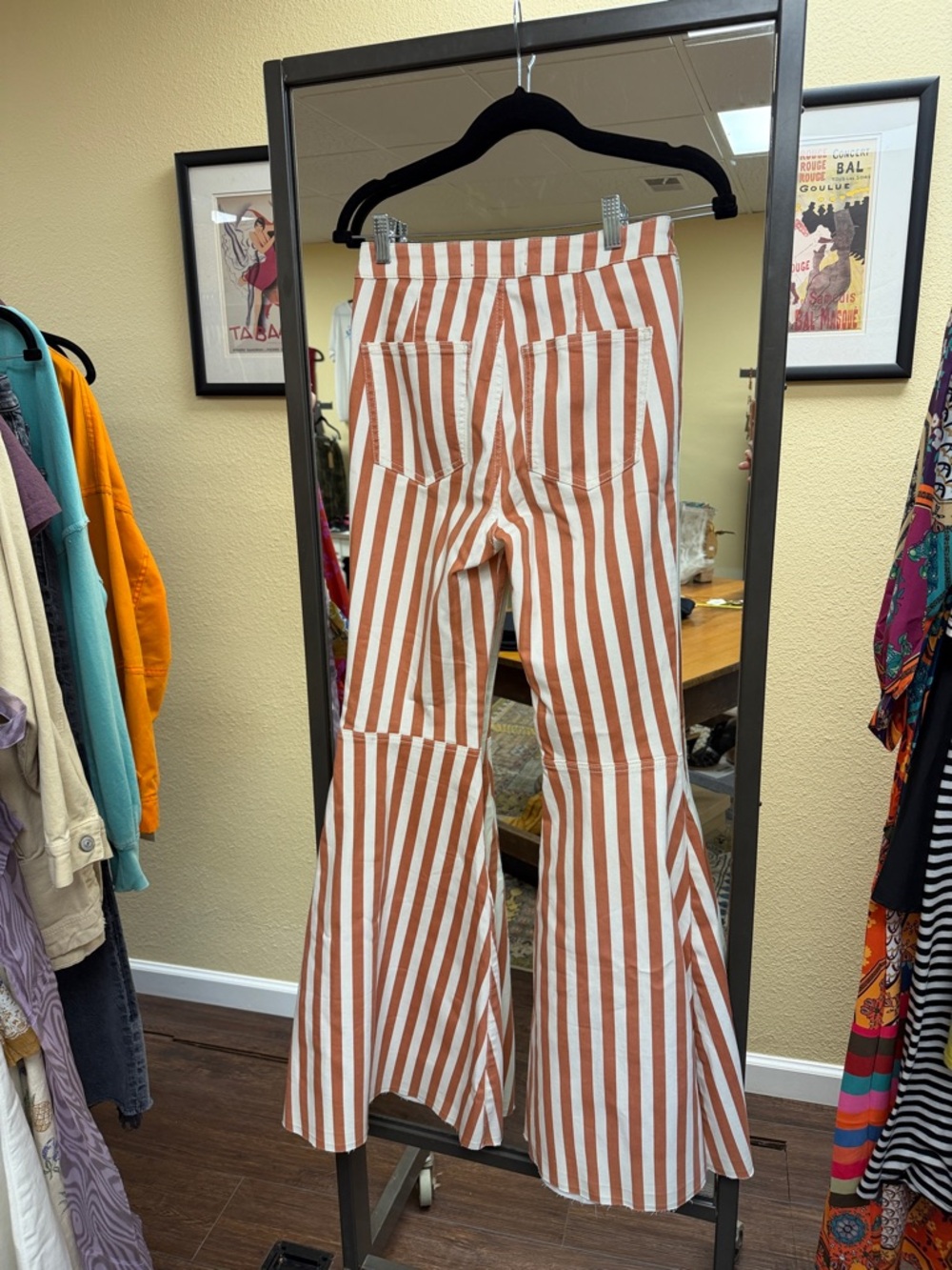 We The Free NWOT Rust and White Vertical stripes float on flares - Picture 3 of 3
